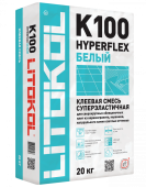 Клей высокоэластичный для укладки крупноформатных плит HYPERFLEX K100 Белый (класс С2 TЕ S2), LITOKOL