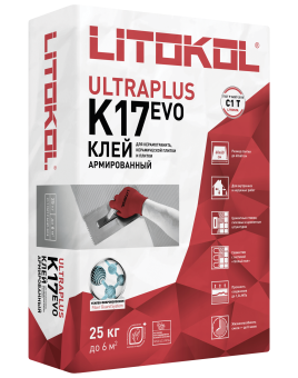 Клей для плитки и керамогранита LITOКOL K17 (класс С1), LITOKOL