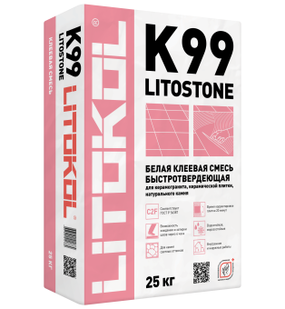 Клей быстротвердеющий для плитки, керамогранита и камня LITOSTONE K99 (класс С2 F), LITOKOL