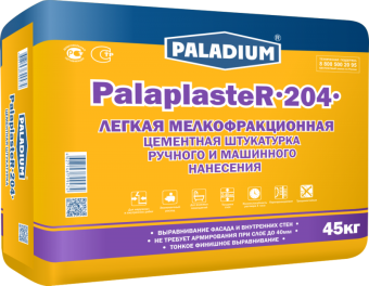 Штукатурка цементная PalaplasteR-204, 45 кг, PALADIUM