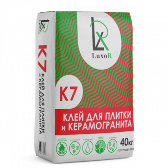 Клей плитки и керамогранита К7 40 кг, ЛюксоР